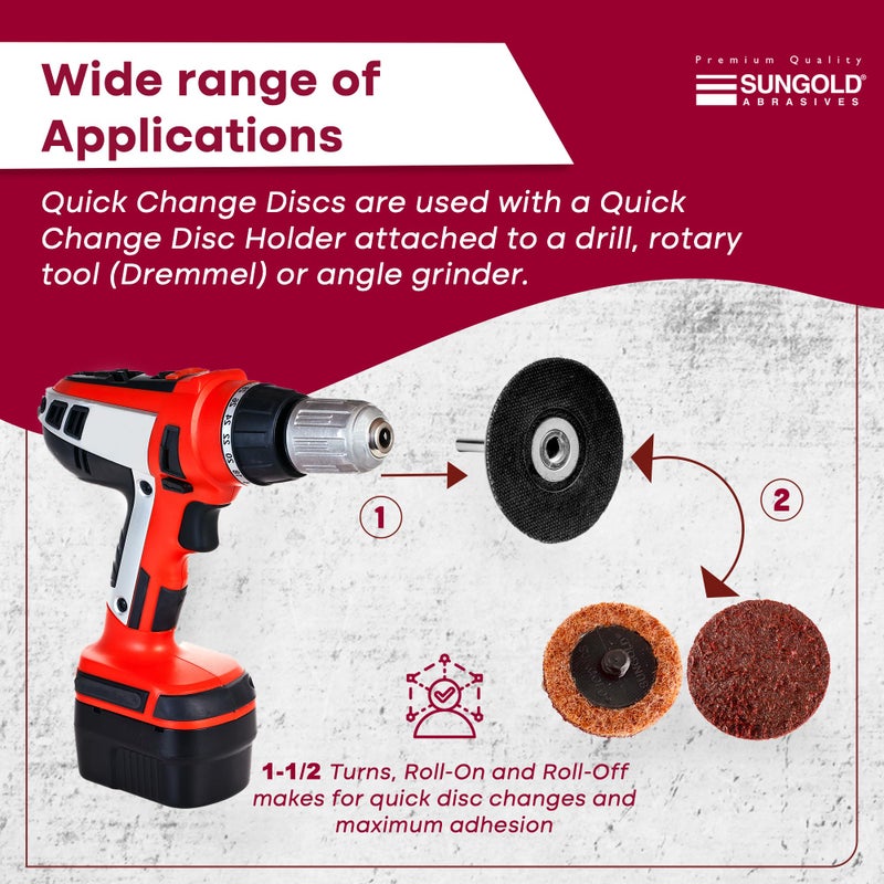 Sungold Abrasives 74913 Non Woven Surface Conditioning R-Type Quick Change Disc, 3-Inch, Maroon (25/box) - Image 2